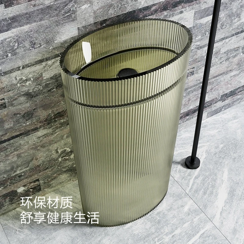 Transparent resin column basin Floor-to-ceiling color household vertical stripes B & B Internet celebrities