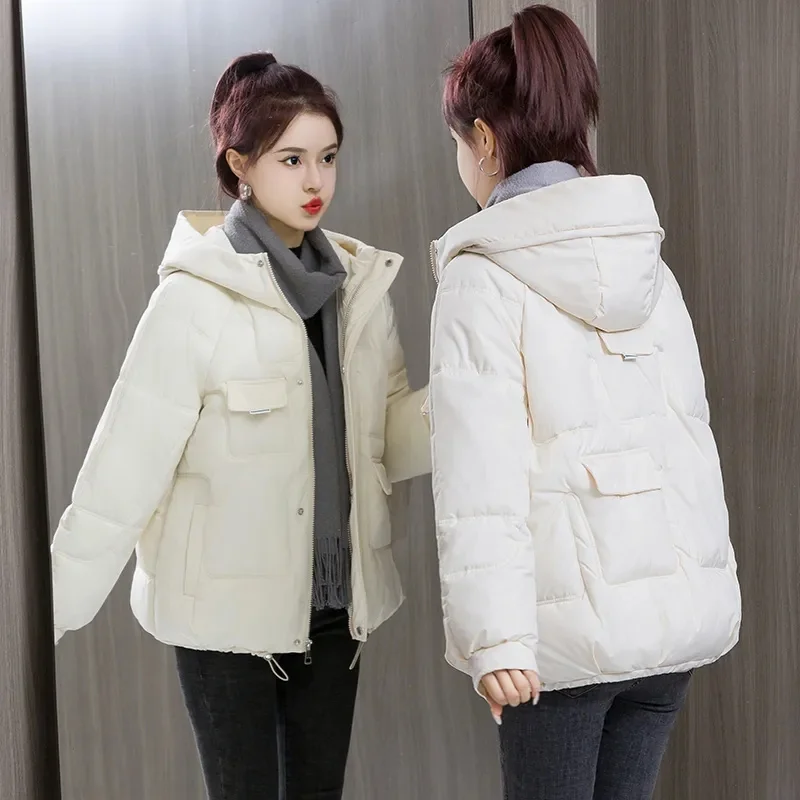 2023 New Winter Jacket Women\'s Thicken Overcoat Parka Hooded Down Cotton Padded Coat Bread Clothes Korean Loose Casual Parkas