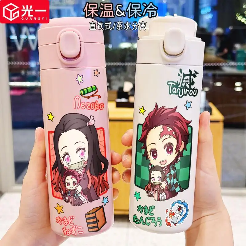 Demon Slayer 400Ml Anime Water Cup Thermos Cup Cold Cup Straw Cup Outdoor Portable Safety Material Kamado Nezuko Holiday Gift