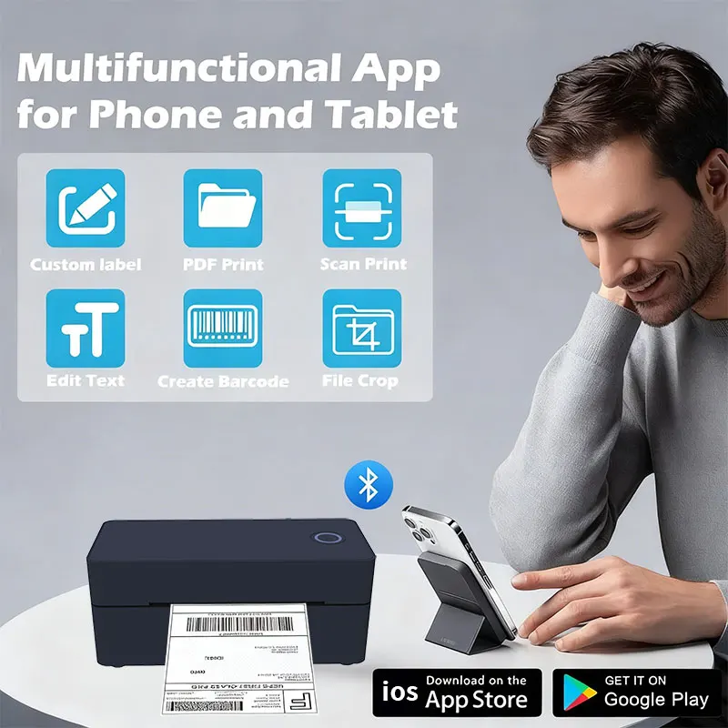 Wireless Bluetooth Thermal Desktop Shipping Label Printer 4x6 Support Android Mac iPhone Windows - Shipping Label Printer