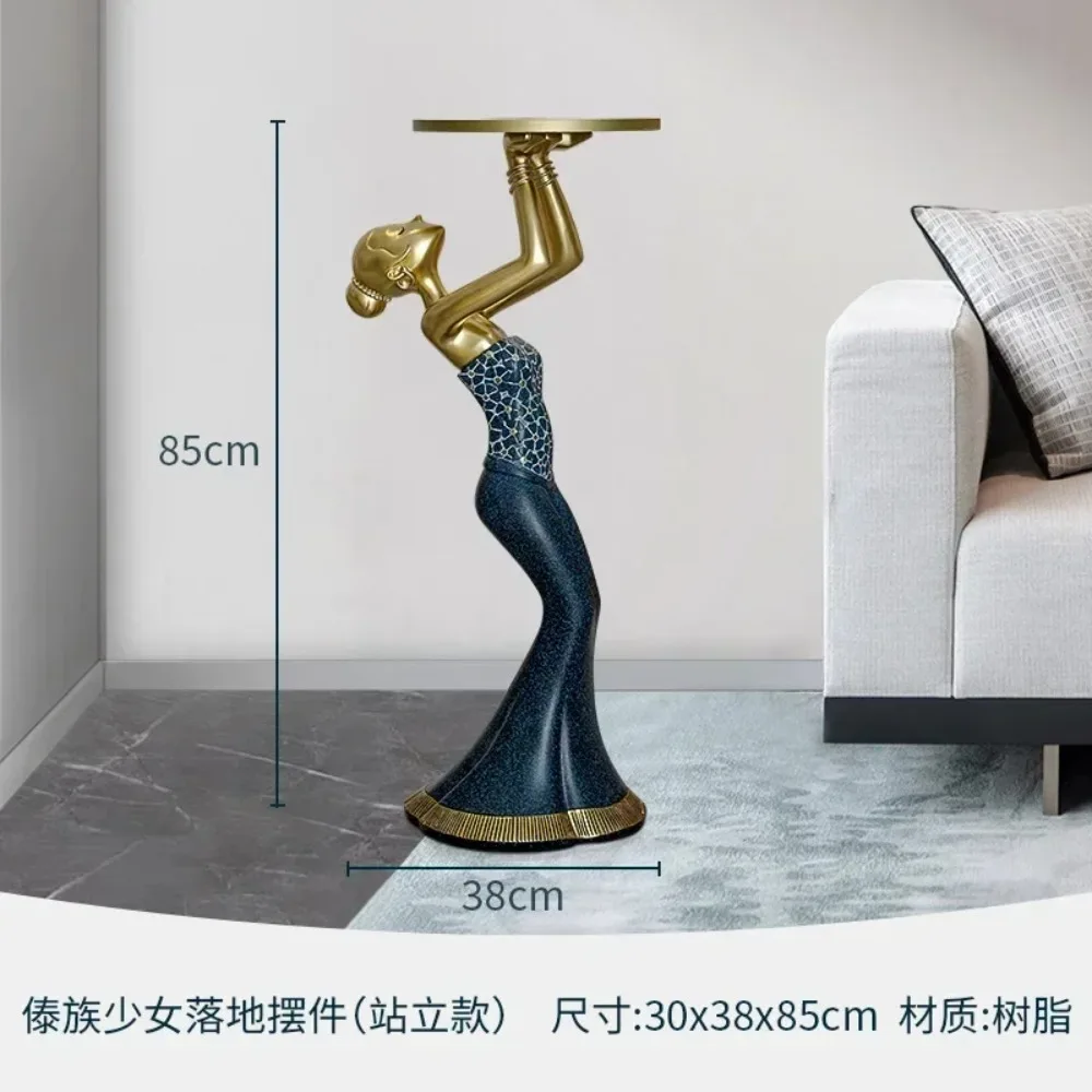 Interior Accessories Creative Statue Storage Tray Modern Gifts Retro Ethnic Kneeling Girl quality Statue Floor Decoration