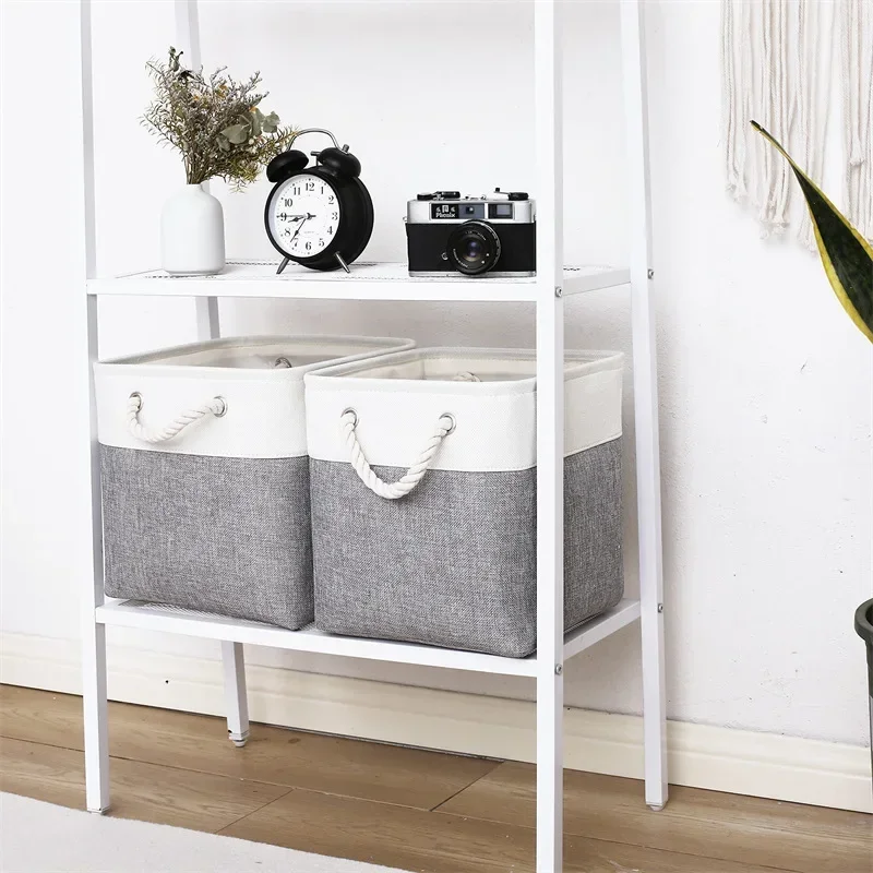 Linen Splice Foldable Storage Box Home Bedroom Living Room Toy Storage Basket Daily Necessities Organizer  Laundry Baskets