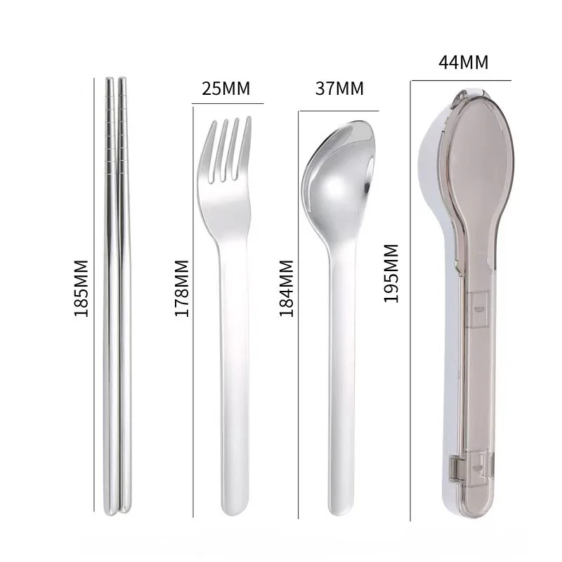 

Cutlery Set with Storage Box Portable 304 Stainless Steel Spoon Fork Chopsticks for Camping Travel Durable Outdoor Dinnerware