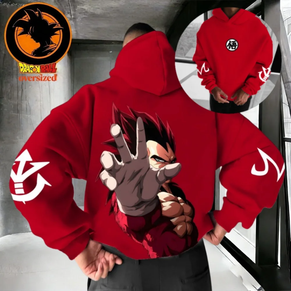 

2026 Winter Dragon Ball Retro High Quality Cotton Warm Hoodie Men's Oversized Vegeta Printed Unisex Children's Casual Coat