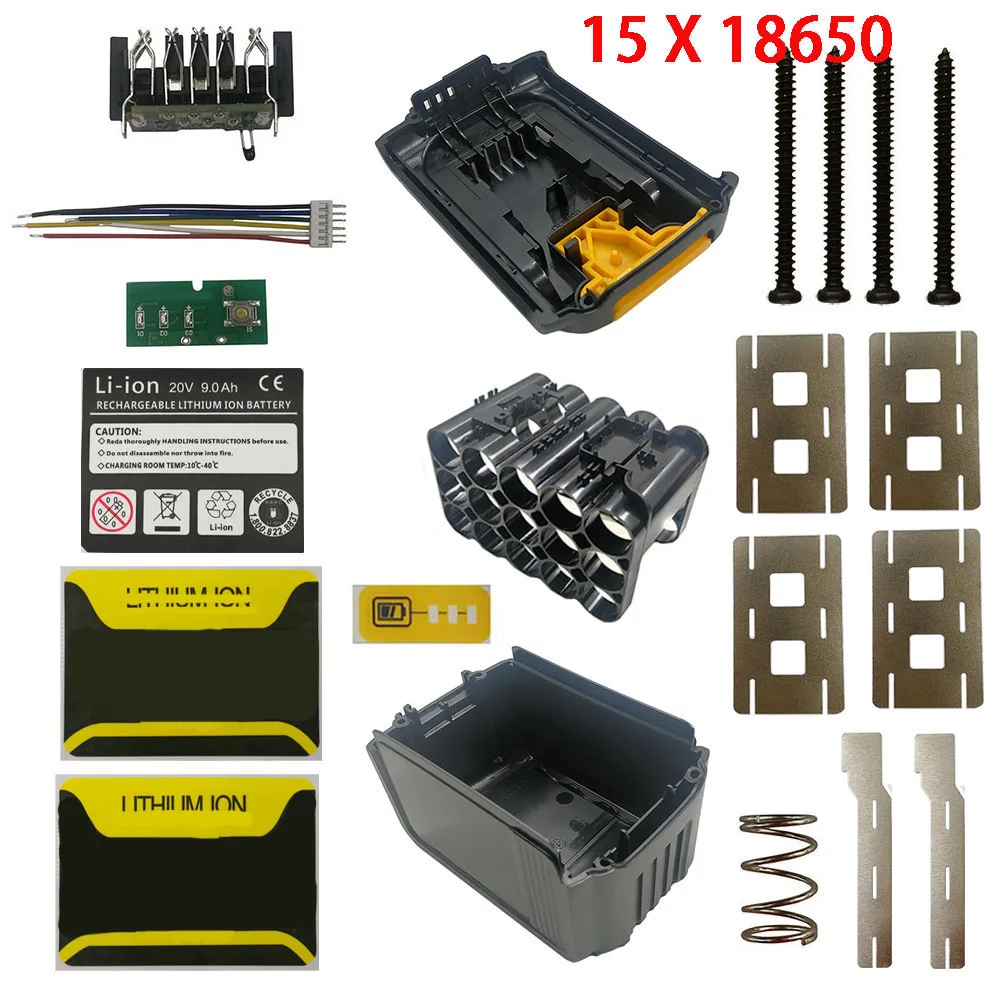 DCB200 Li-ion Battery 15*18650 Plastic Case PCB Charging Protection Circuit Board Box Housing For DeWalt 18V 20V DCB203 DCB204