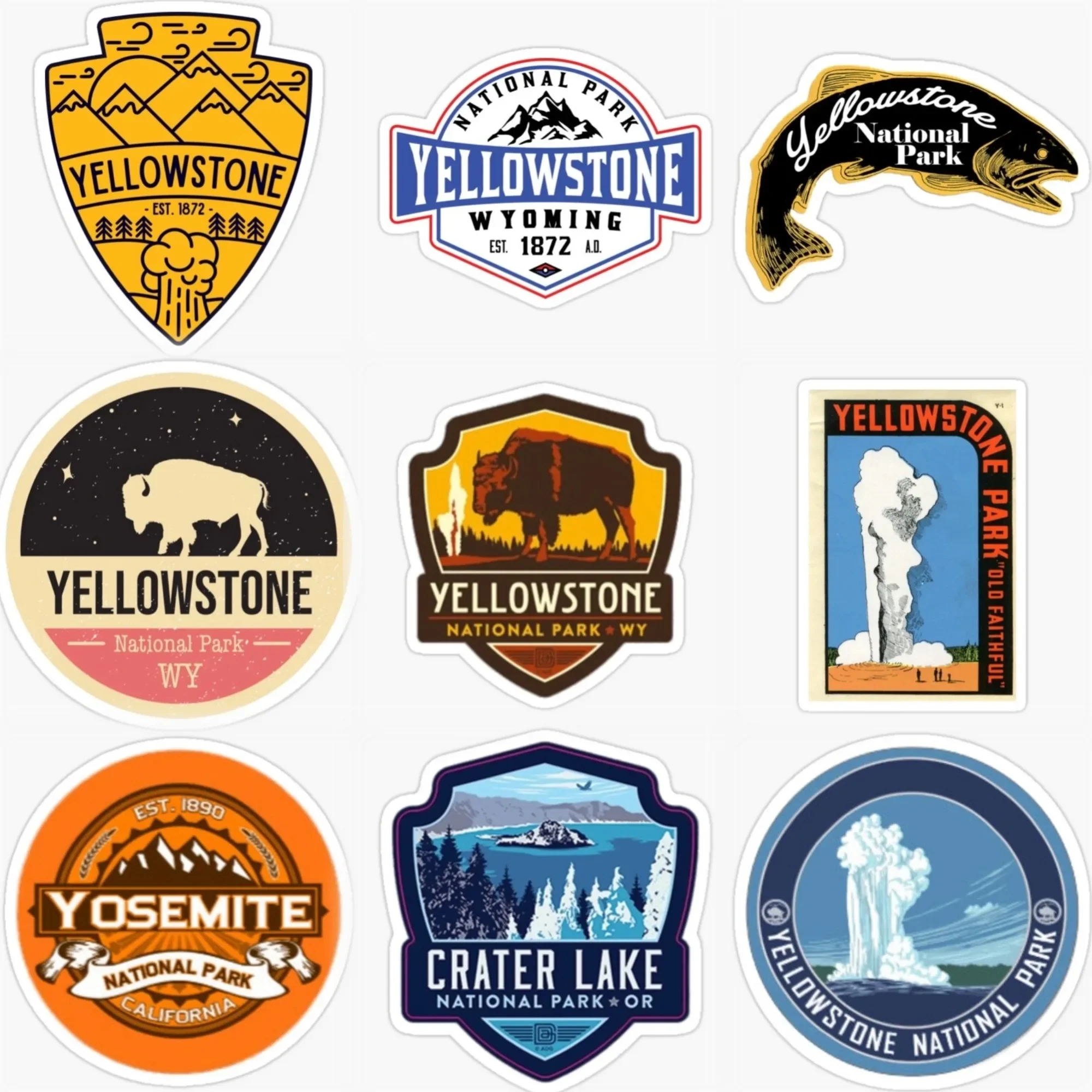 

Yellowstone National Park Mountain Creative PVC Sticker for Decorate Car Van Bicycle Helmet Window Decal Accessories