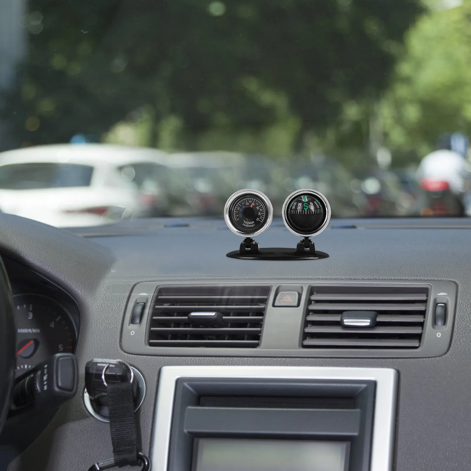 2 in 1 Vehicle Mount Dashboard Compass Car Thermometer Navigation Guide Ball Marine Boat Auto Interior Compass Multi Function