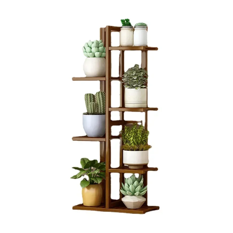 

Durable Layer Nordic Flower Shelf Minimalist Modern Storage Holders Balcony Living Room Floor Type Bamboo Flowerpot Organization