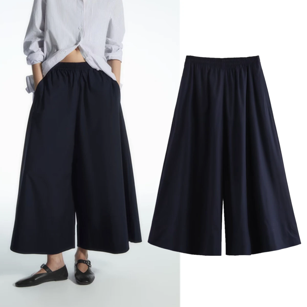

Jenny&Dave Fashion Pants Women Minimalist High Waisted Nordic Casual Trousers Wide Leg Pants Culotte Loose Ladies