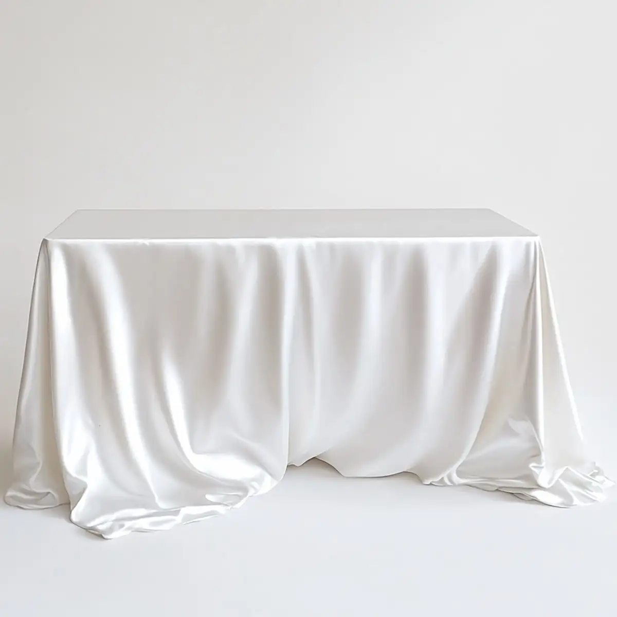 

1pc White Satin Tablecloth, Wrinkle & Stain Resistant, Washable, Rectangular for Home, Wedding, Party