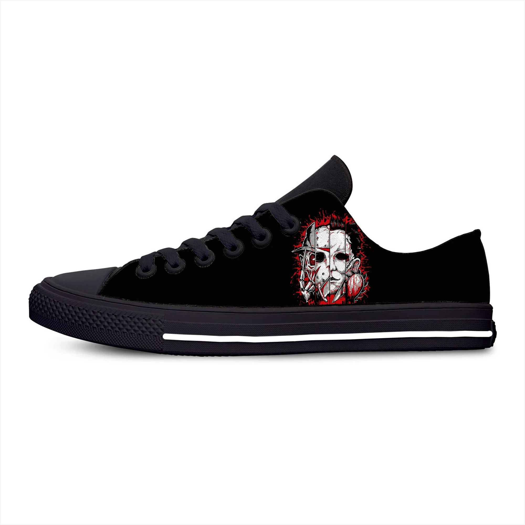 Myer Horror Pinhead Chucky Jaws Ghostface Michael  Casual Cloth Shoes Low Top Lightweight Breathable 3D Print Men Women Sneakers