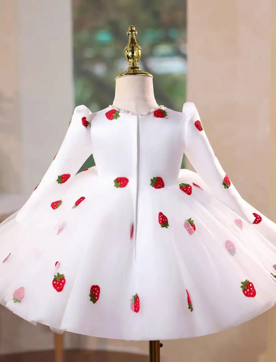 فستان Jill Wish J812 أنيق لفتاة الزهور البيضاء بطول الركبة وأكمام طويلة للأطفال الأميرة لحفلات الزفاف وحفلات أعياد الميلاد #3