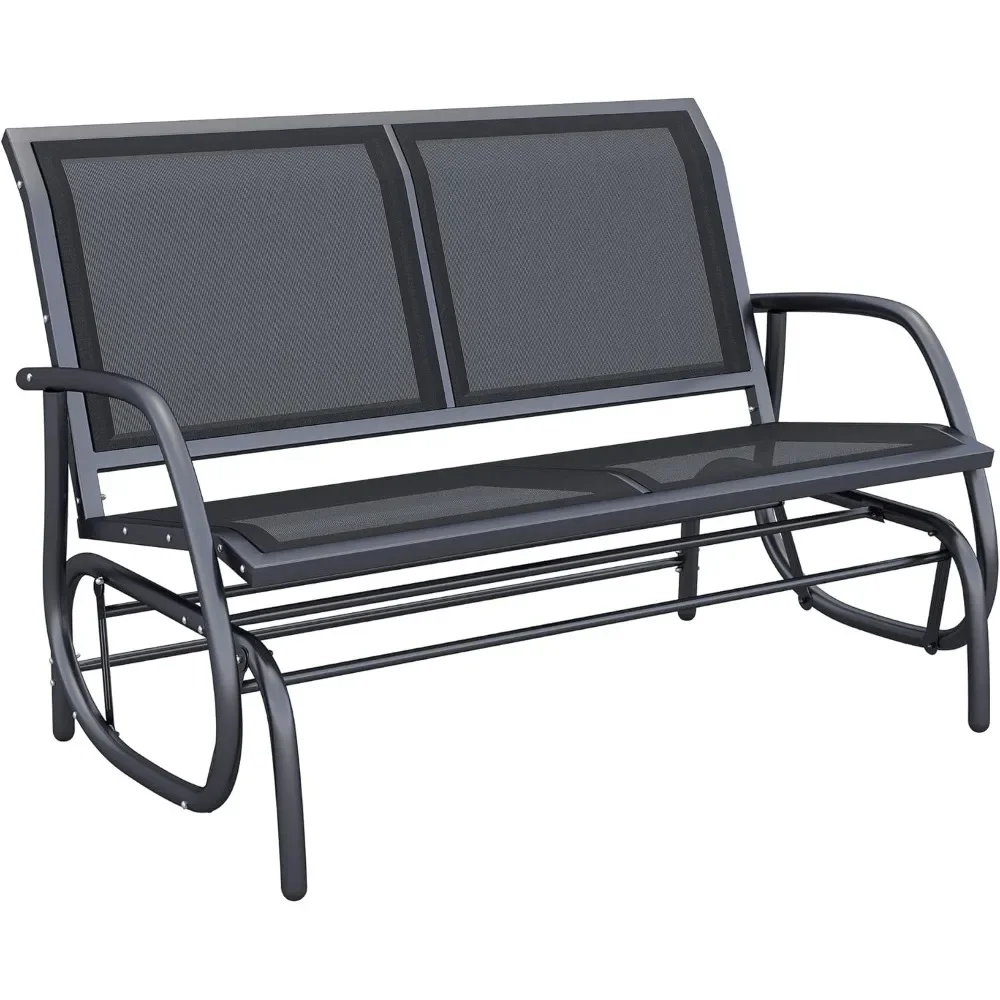 

2-Person Outdoor Glider Bench,Loveseat w/Powder Coated Steel Frame for Backyard Garden Porch