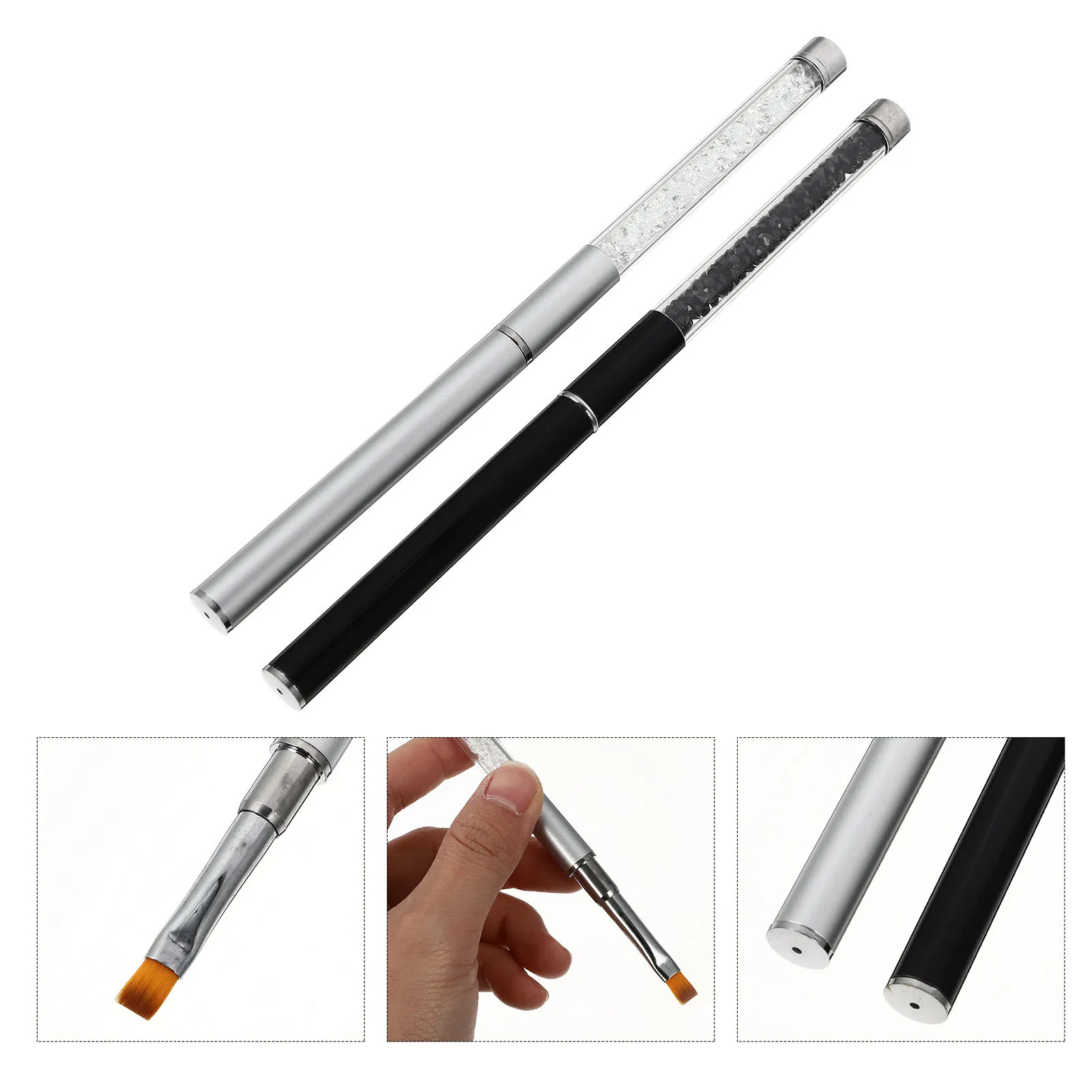 

NOLITOY 2pcs Nail Cleaning Pen Gel Nail Art Brushes Manicure Kit Handle Nylon Wool for Polish Cleanup and Nail Design