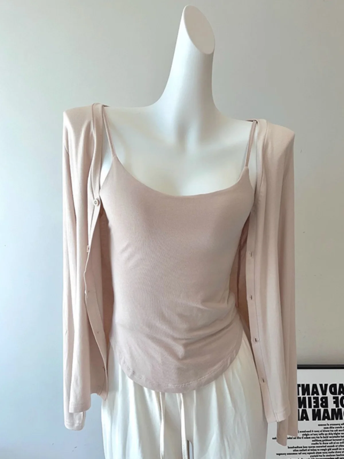 

Spring Pink Knitted Open Cardigan Women's Outerwear with Strap Dresses Thin Top Layer Shawl Cover up Commute Style Regular Fit