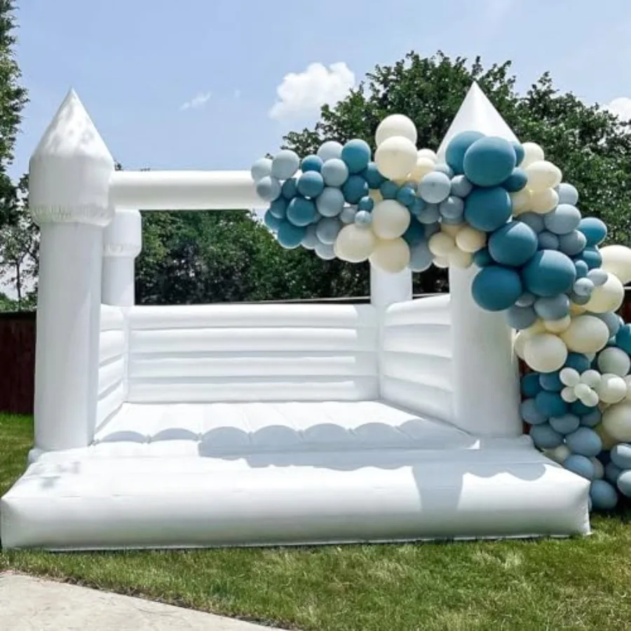 

Надувной белый батут-замок 13x13x10 футов, большой, из ПВХ, с воздуходувкой, для малышей и взрослых, для использования в помещении и на улице, для свадеб и праздников