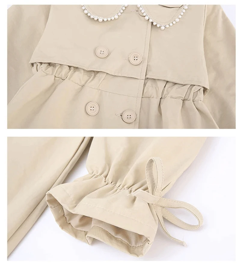 2024 frühling Herbst Neue Ankunft Mode Koreanischen Stil Mädchen Graben Mantel kinder Oberbekleidung Lange Windschutz Jacke Für Mädchen 4-12Y – Detail 15