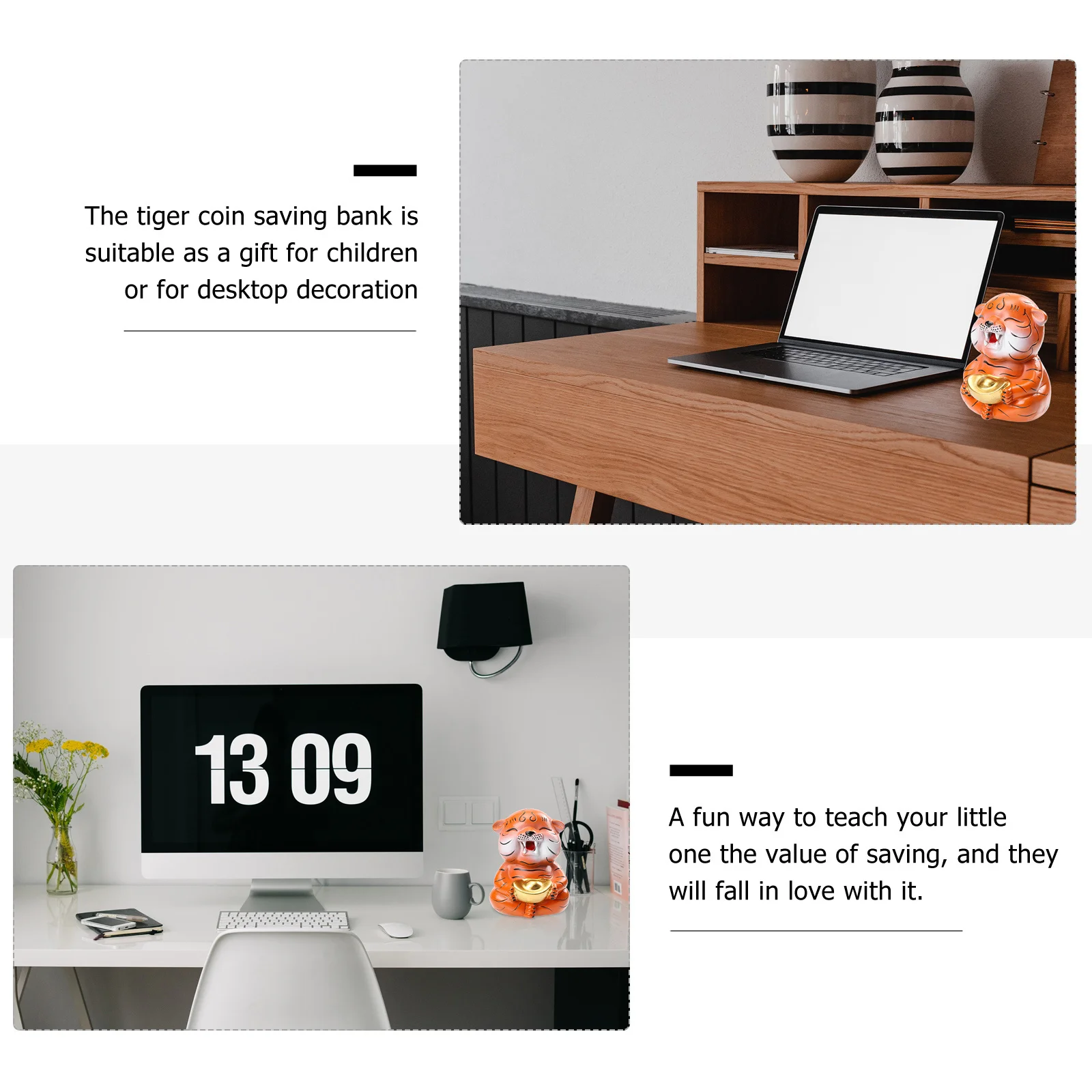 

Ceramic Tiger Piggy Bank Durable Decorative Coin Saving Box Kids Money Storage Pot Desktop Decoration Tiger Piggy Bank