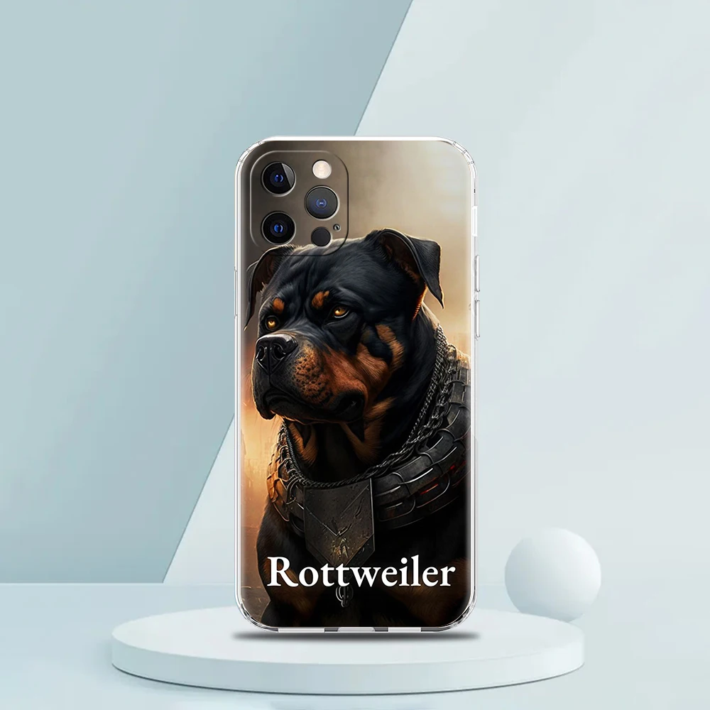 Rottweiler Dog Case for iPhone 16 15 14 13 12 Pro Max Cover Transparent Soft for iPhone 11 Pro Max 7 8 Plus XS XR Shell Capas