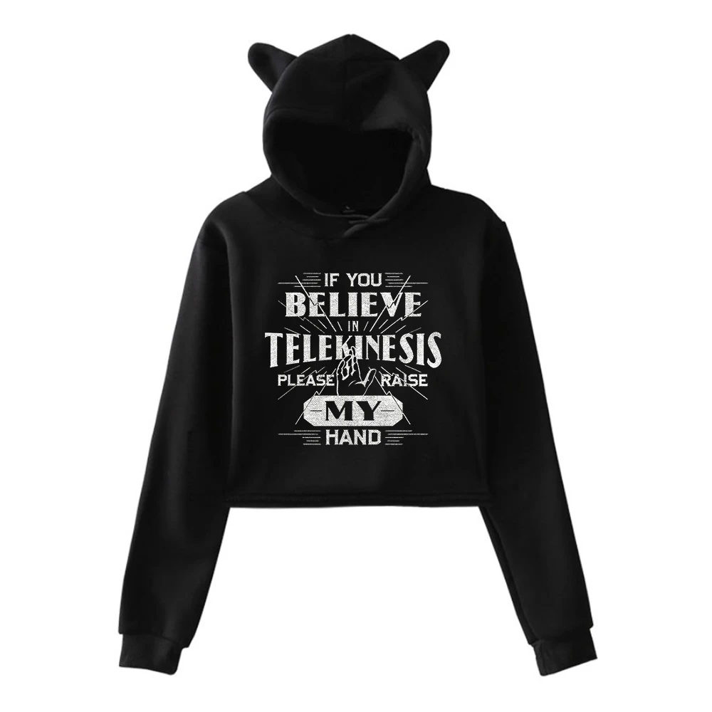 

Tom Holland If You Believe Telekinesis Raise My Hand Pullover Cat Ears Hoodie Long Sleeve Sweatshirts Crop Top Women's Clothes