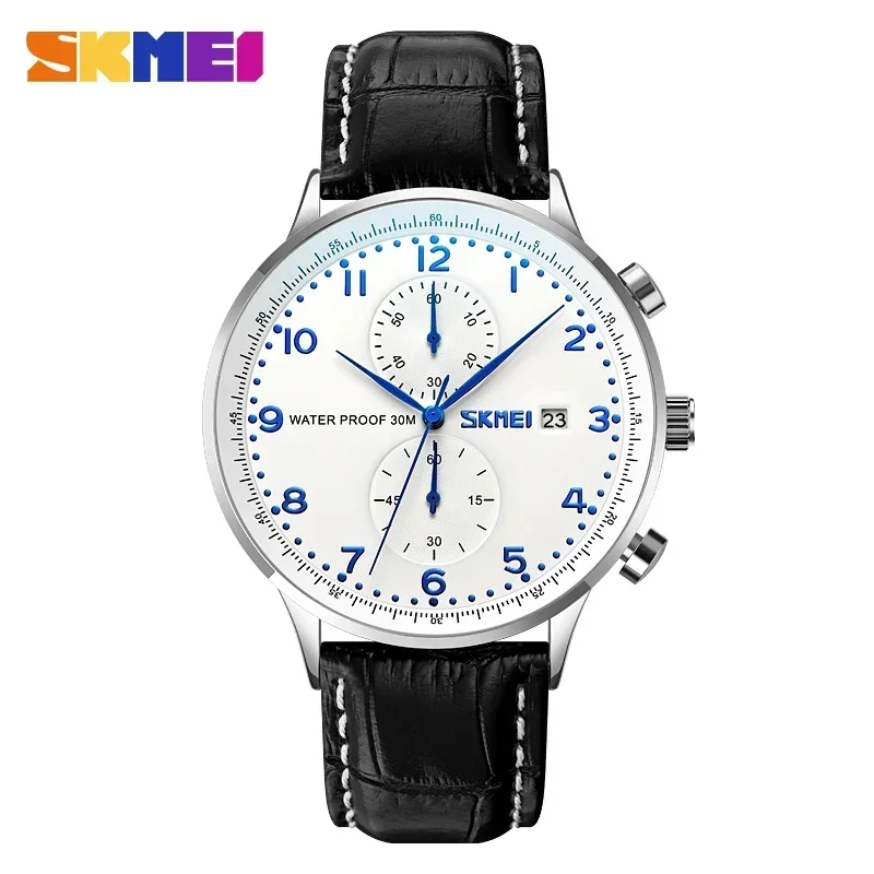 SKMEI 9301 Waterproof Quartz Mens Watches Business Men's Watch Durable Steel Dive Men Wristwatch Clock Reloj Masculino 1986