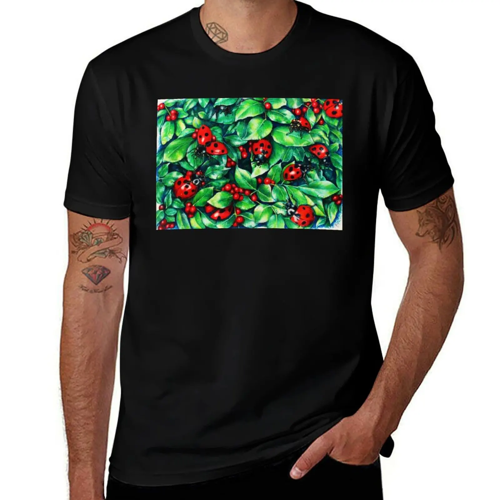 Ladybugs in the Hedge T-Shirt Breathable Gym Short Sleeve T-Shirt
