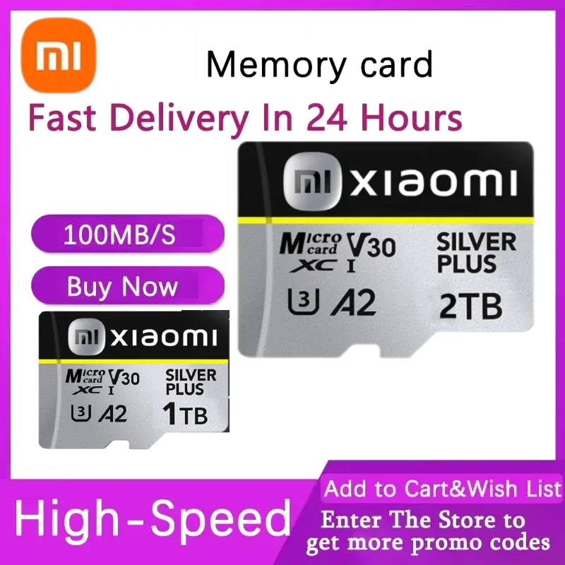 Xiaomi Memory Card Mini 128GB Micro TF SD Card Class10 256GB U3 4K Ultra High Speed SD TF Flash Card 512GB 1TB 2TB For Camera PC