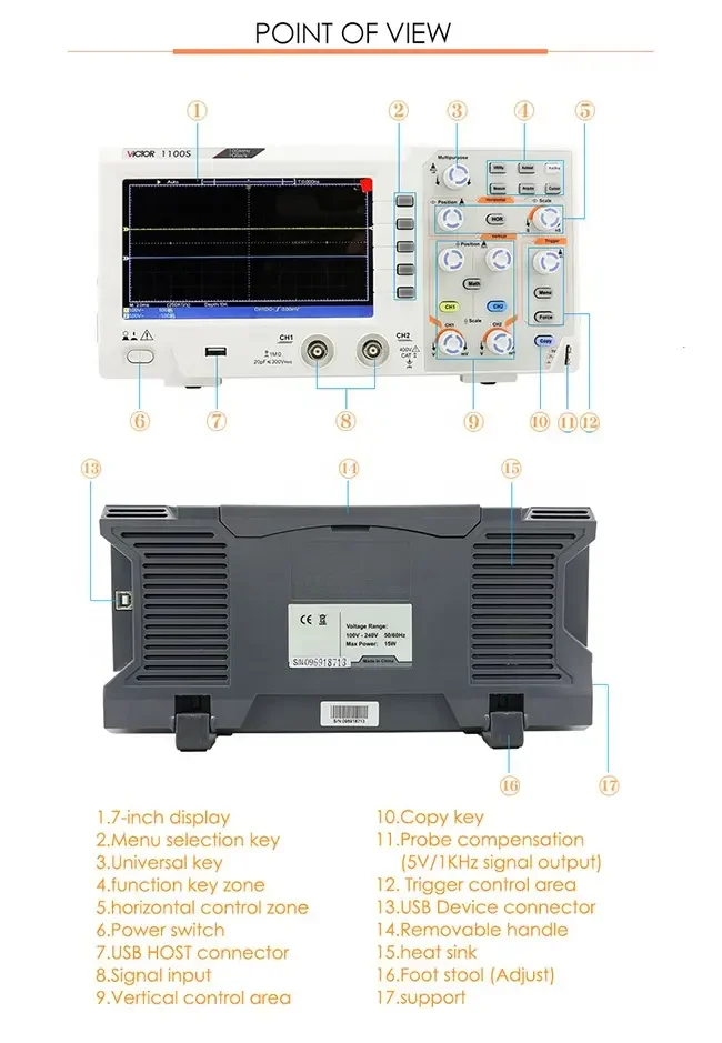 Vítěz 1050s/1100s/1200s 50/100/200 mhz bandwidth benchdigital úložný osciloskop SCPI obvodový ladění