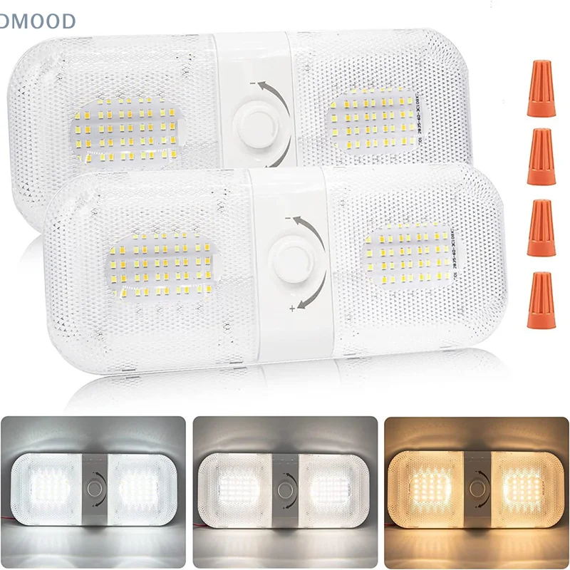 2Pcs 120LED 12-24V Car Interior Light Dome Roof Ceiling Reading Light Cabin Lights For Van Truck RV Boat Camper Car Interior Lig image 4