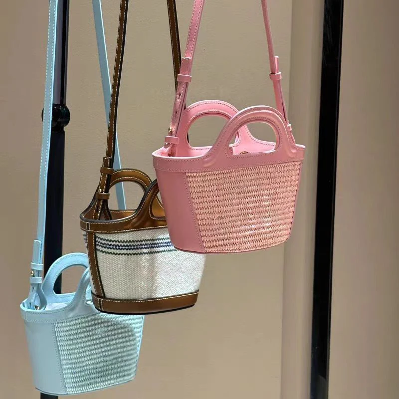 

Новая плетеная сумка-корзина ручной работы 2026 года с вышивкой, женская сумка через плечо для повседневного использования