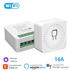 Tuya wifimini Smart Switch Home Lights DIY 2-Way Control Timing 16A Works With Yandex Alice Alexa Google Assistant SmartLife APP