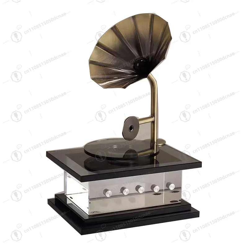 

Modern Home Decor Crystal Gramophone Ornament Glass Display Art Craft for Living Room