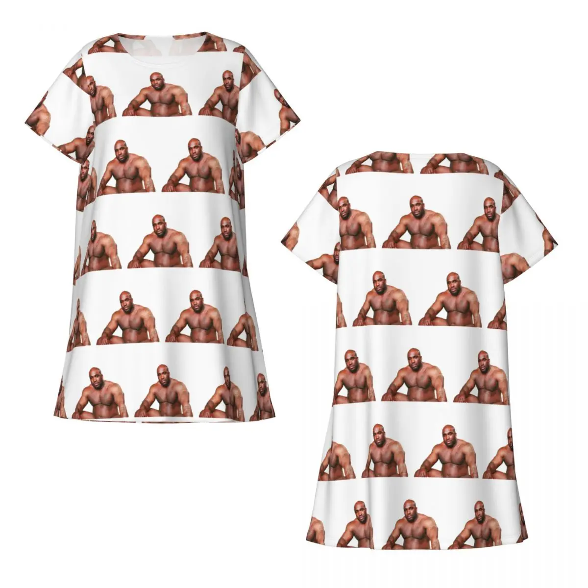 Custom Barry Wood Bobblehead Short Sleeves Nightdress For Sleeping Sleepshirts Women Short Sleeve Nightgowns Loose Pajama Dress