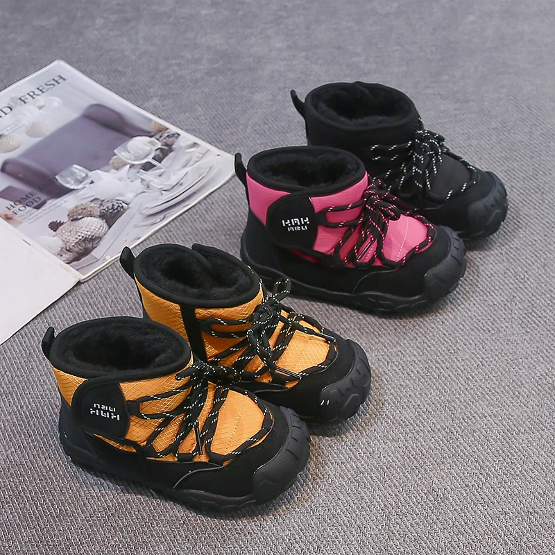 Kids Warm Boots Thick Fur Children Short Boots Toes Capped Non-slip 2026 Winter New Boys Girls Ankle Boots Soft Bottom