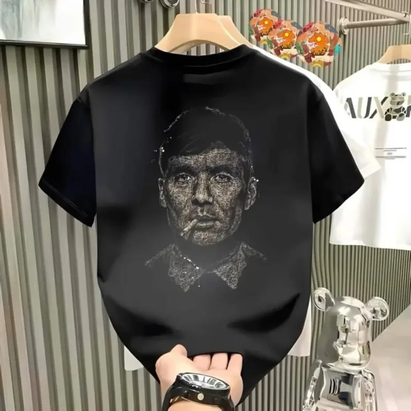 

Y2K американская ретро кольцо с черепом мужская футболка уличная мода панк большая золотая цепочка негабаритный аниме принт с короткими рукавами