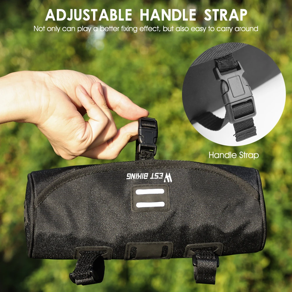 Bicycle Bag Portable Cycling Front Bag MTB Road Handlebar Pannier Multi-purpose Large Capacity Cylindrical Handlebar Bag