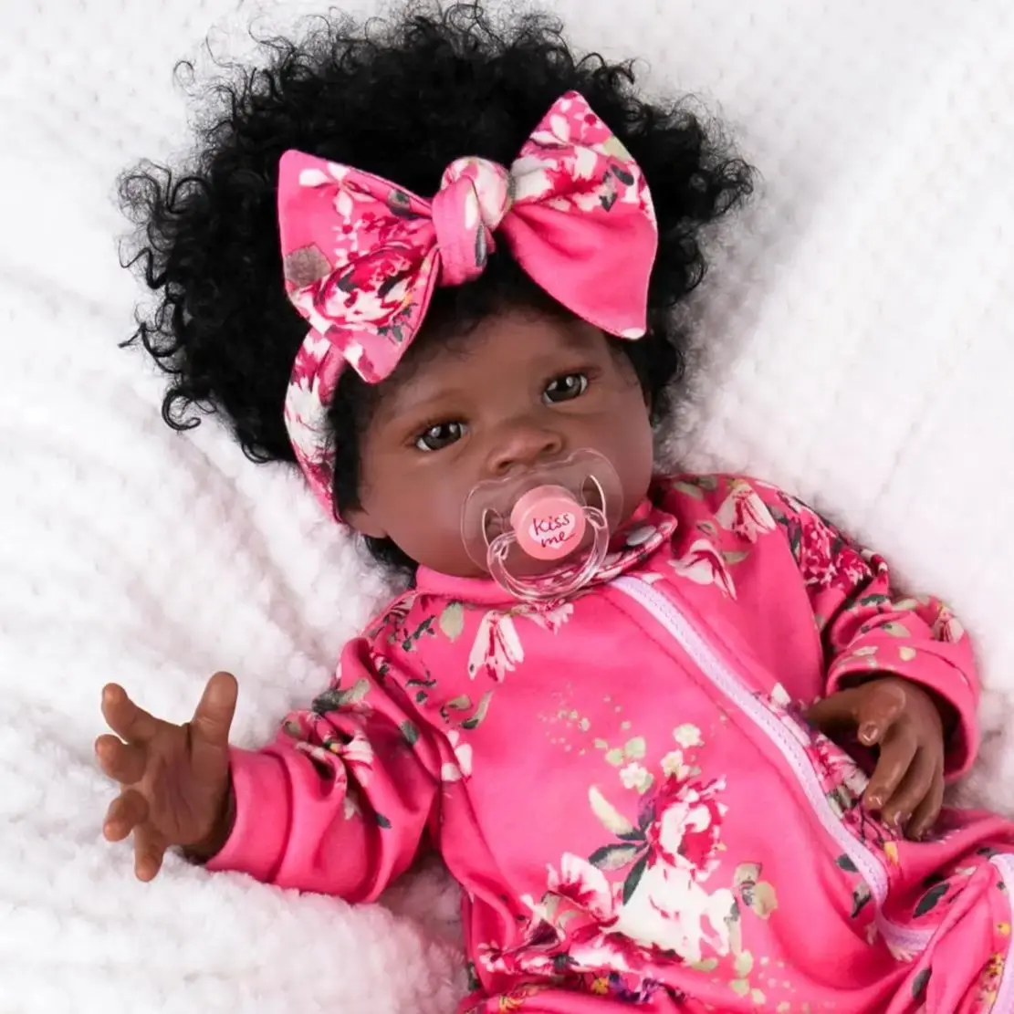 Risbecko Baby Doll rinato nero realistico da 20 pollici - Bambola corpo in tessuto morbido afroamericano - Regalo di compleanno/Regalo di Natale