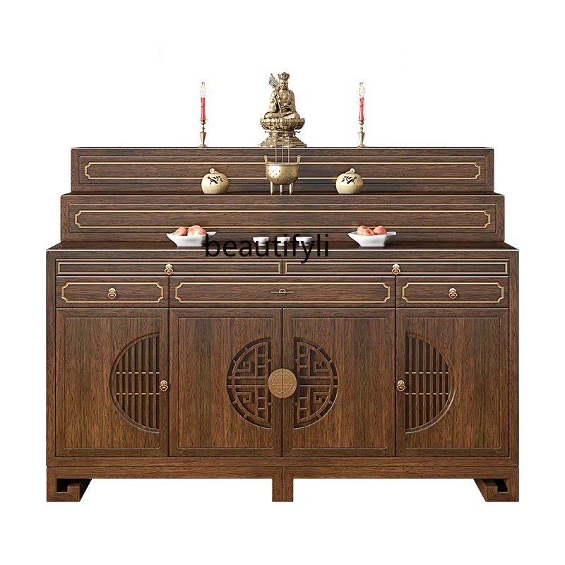 

A55 New Chinese Style Altar Solid Wood Incense Burner Table Tibetan Buddhist Hall Prayer Altar Table Buddha Table Ladder Altar