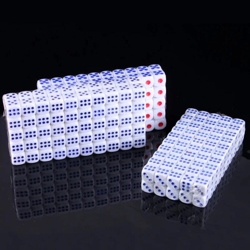 10~200PCS White D6 Dice with Red & Blue Dots – Precision 6-Sided Game Cubes for RPGs, Board Games, MTG, and Tabletop Gaming TMZ view 4