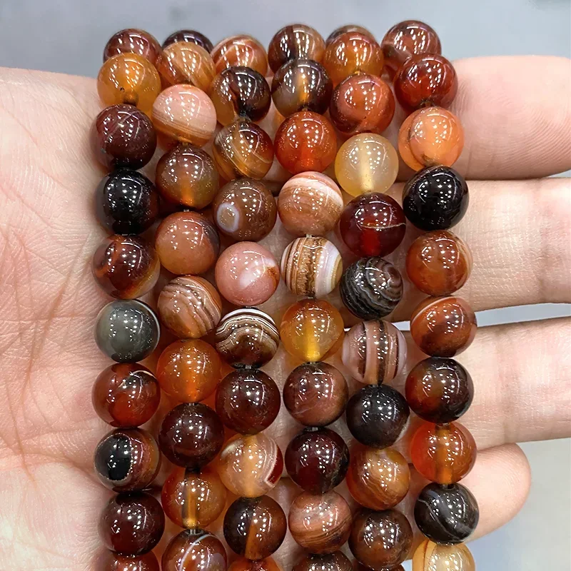 Natural Stone Fantasy Dream Stripe Agates Round Beads Diy Bracelet Necklace 15