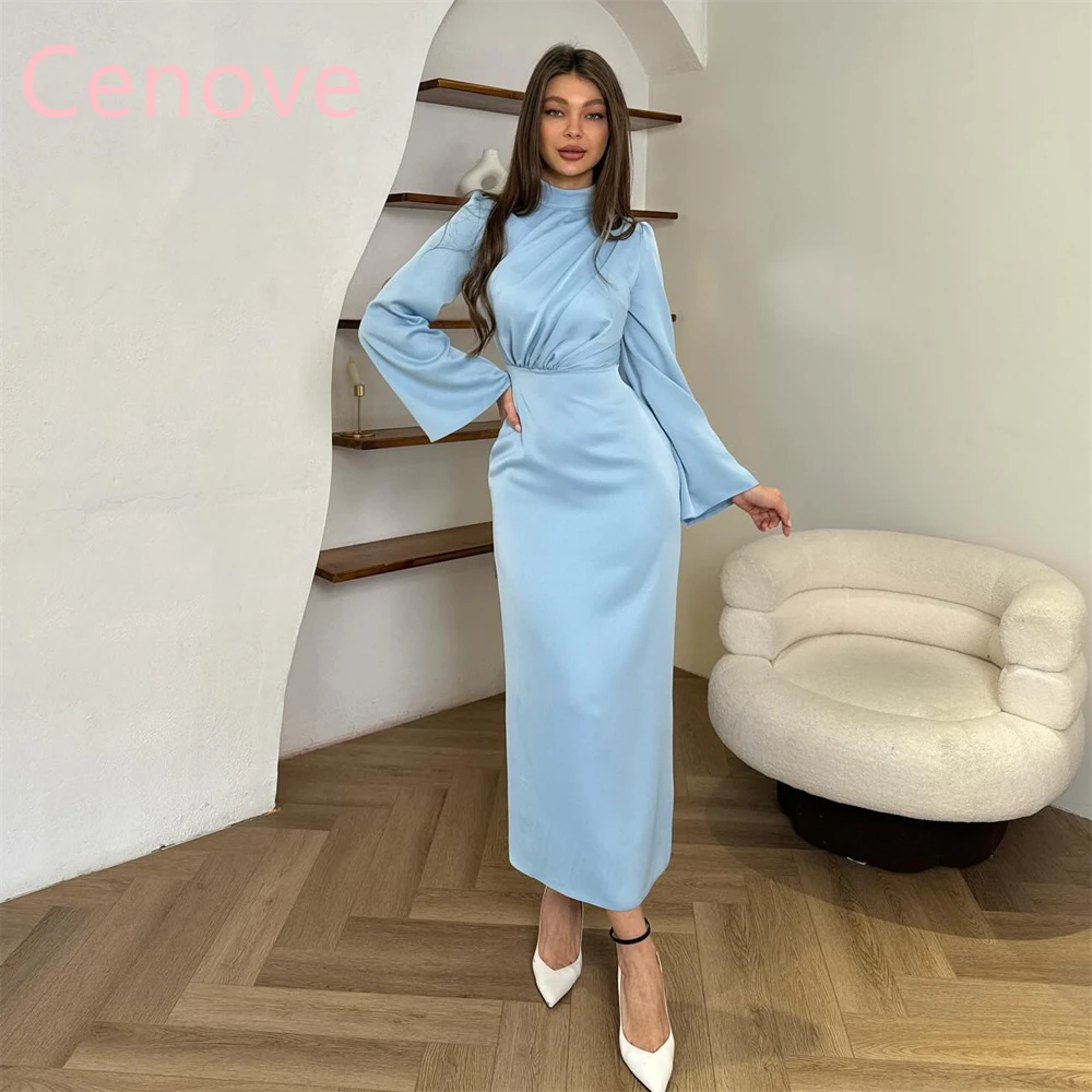 

Cenove 2024 Arab Dubai O Neckline Prom Dress Full Sleeves With Ankle Length Evening Fashion Elegant Party Dress For Women