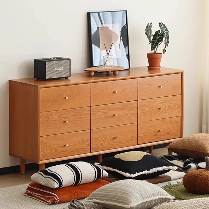 Nordic solid wood white oak bedroom Japanese furniture storage cabinet cherry wood storage cabinet