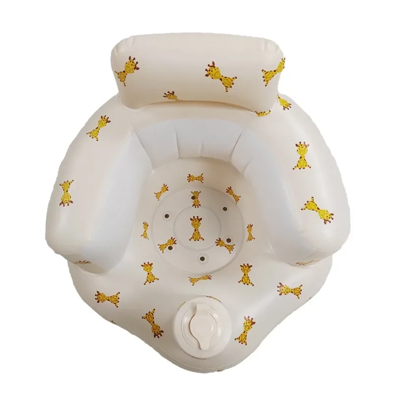 Portable Inflatable Baby Bath Seat Sofa with Back Support Foldable Inflatable Infant Shower Chair for Bathing Training Playing