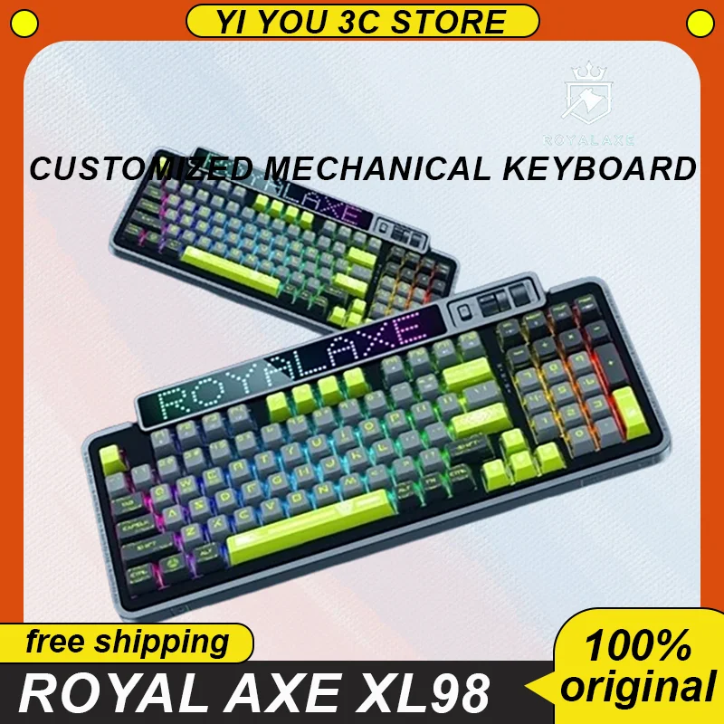 

Механическая клавиатура Royal Axe XL98, многофункциональная игровая клавиатура «сделай сам» с 3 режимами работы, с прокладкой и функцией горячей замены, для ПК и Mac