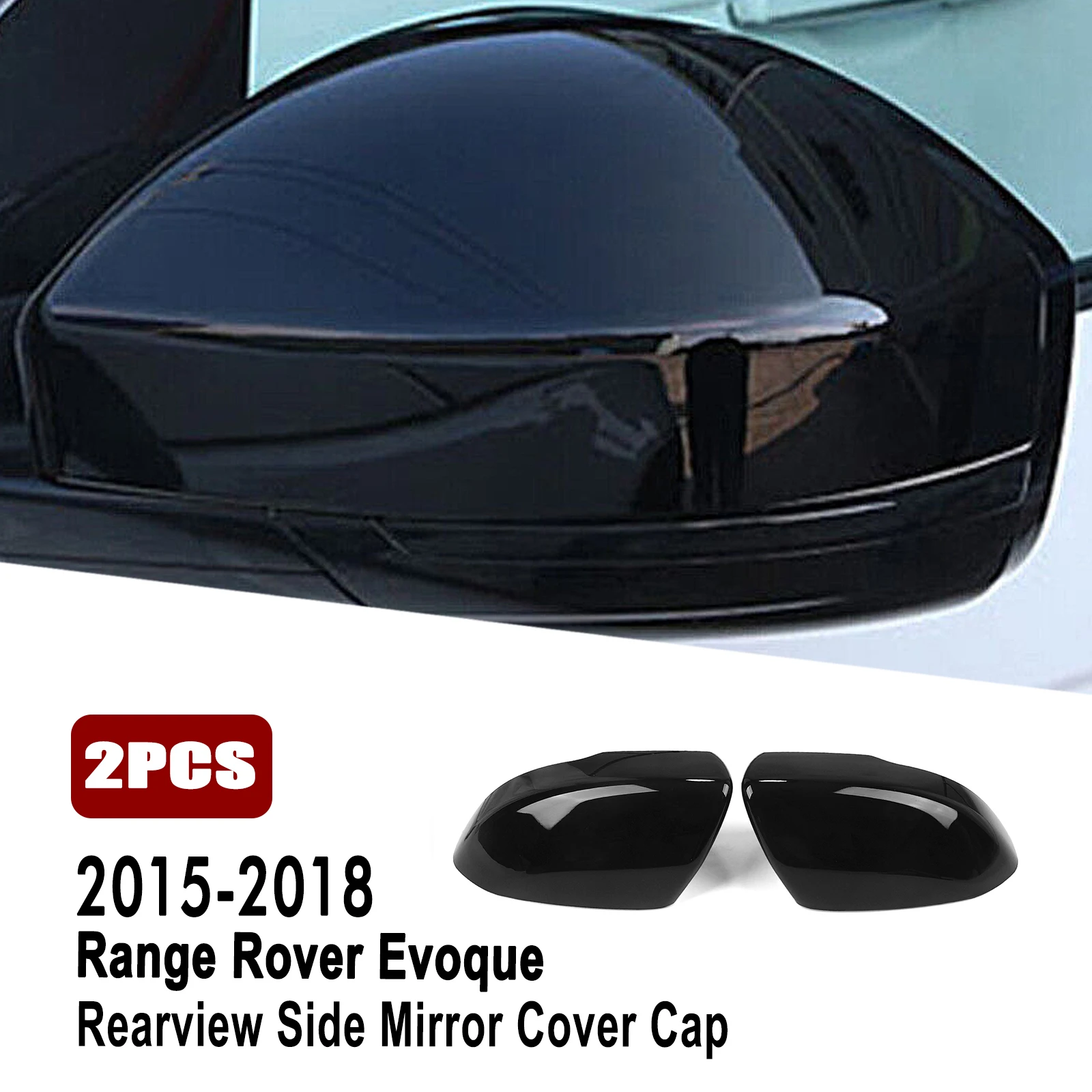 

Mirror Cover For Land Rover Range Rover Evoque 2014+ Velar Discovery Sport Freelander Gloss Black Rear View Rearview Shell Cap