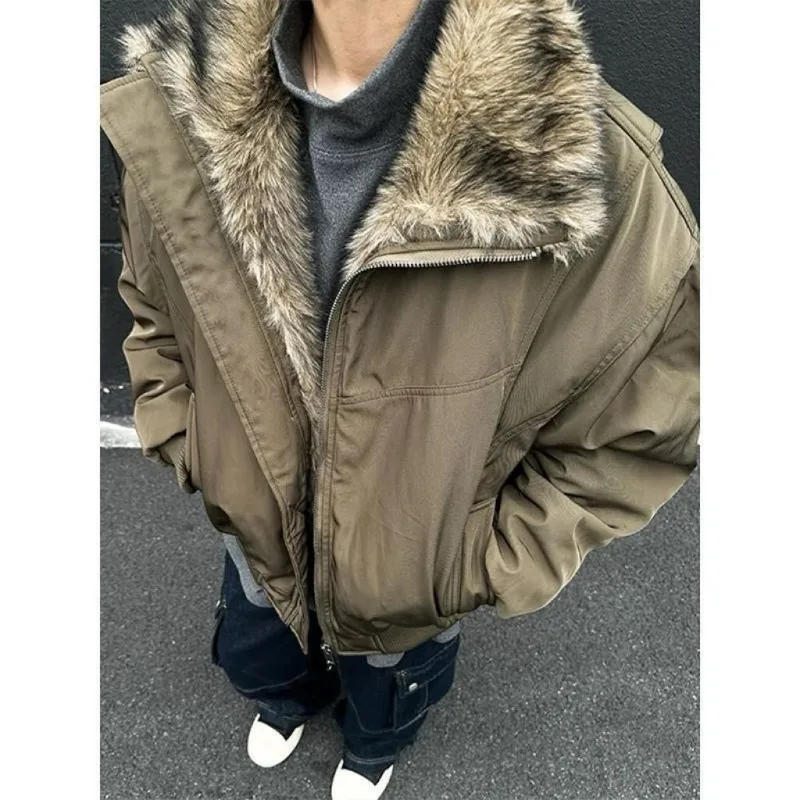 

Mens Jacket Harajuku Autumn Winter Thick Warm Fleece Lined Cleanfit Cotton Coat Hooded Outerwear Casual Streetwear Fashion New