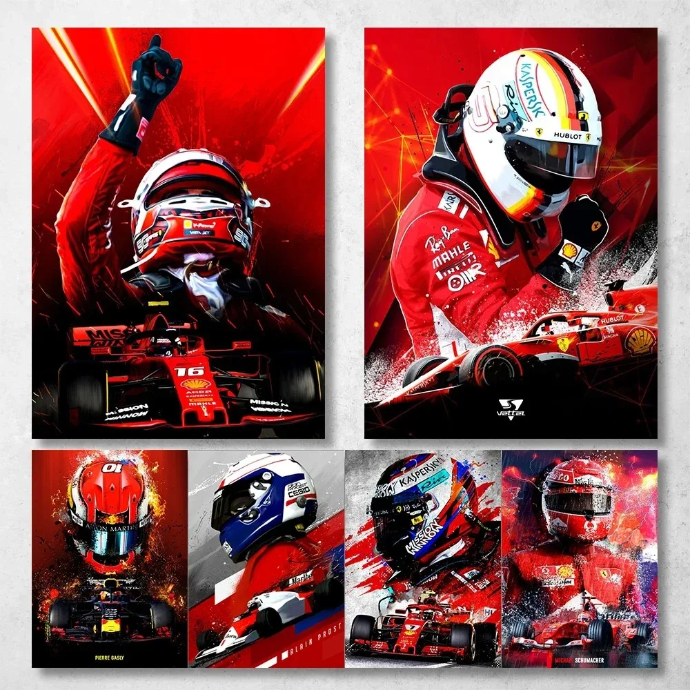 Pintura en lienzo de corredor F1, póster del Campeón del Mundo de Fórmula 1, decoración del hogar de Racer, Lewis/Michael Schumacher