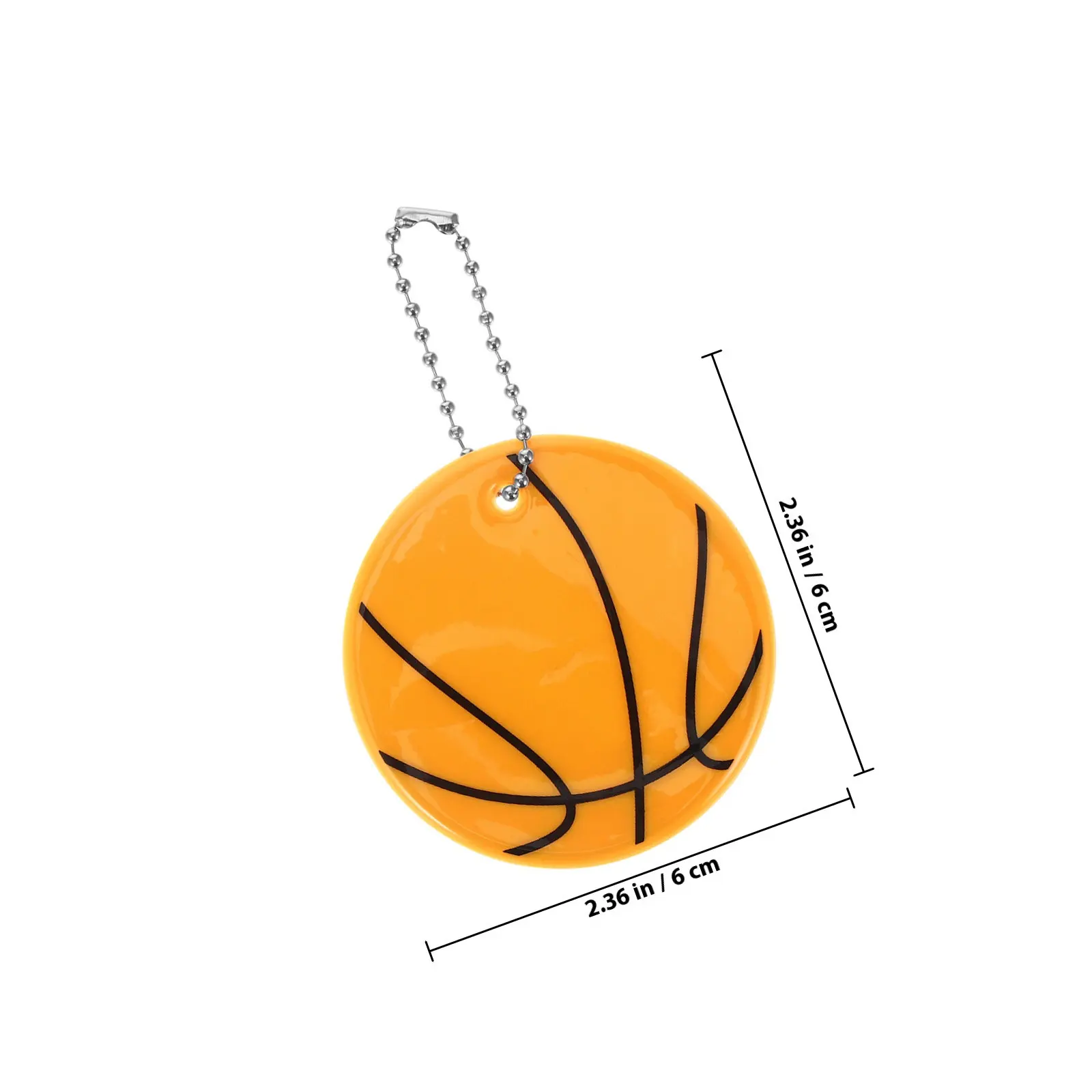 6Pcs Basketball Shaped Reflective Keychain Compact Portable Light Weight Pendant for Car Keys Wallets Handbags Bikes Night Out