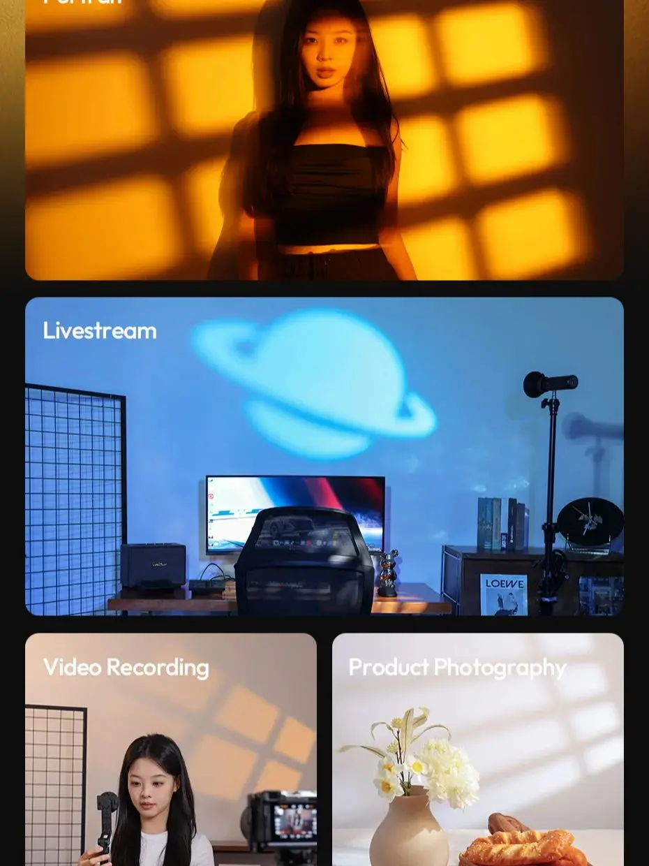 Ulanzi LM01 RGB 10W photographie lampe de poche 4 couleurs gradation vidéo Flash lumière LED 7500mAh avec 1/4 "vis 20 Gobo Live Vlog