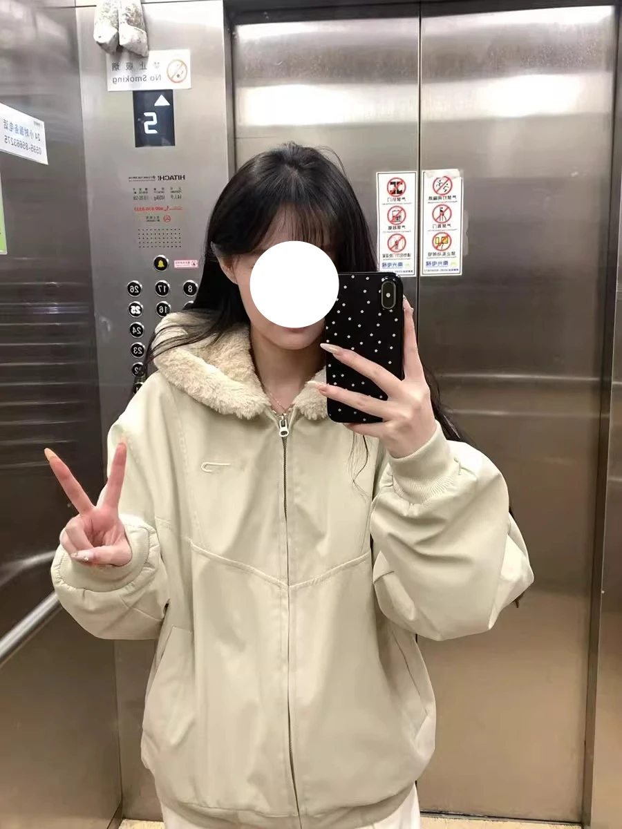 

Thiened теплый бархатный хлопковый тюнер из ягненка, женское осенне-зимнее новое универсальное свободное хлопковое пальто с капюшоном